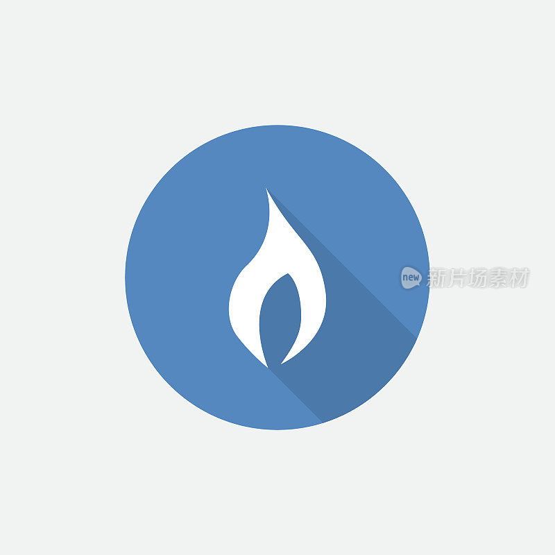 fire Flat Blue Simple Icon with long shadow